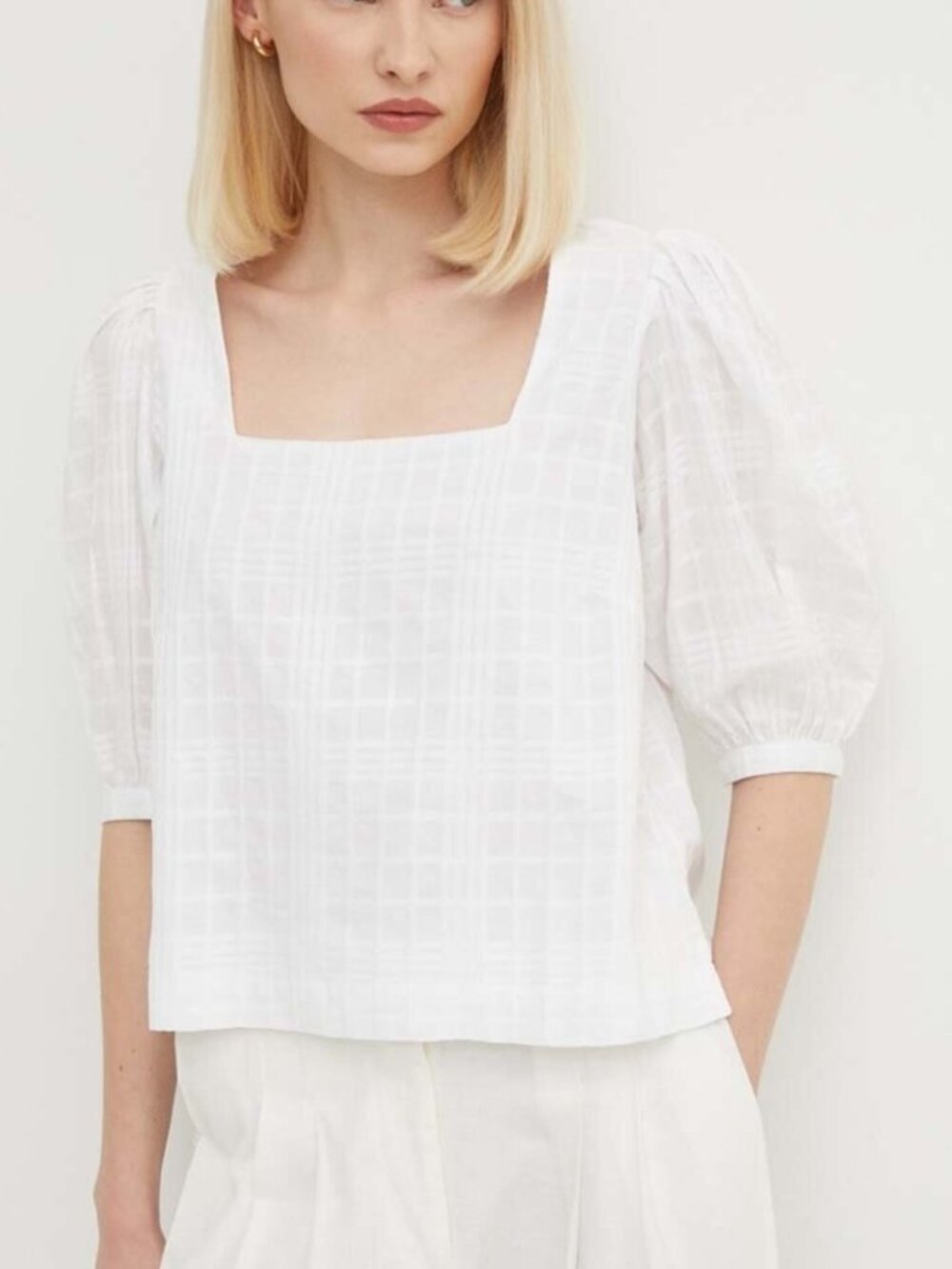 Barbour Macy Blouse White Textured Cotton Coastal Preppy Classic Women's sz US 6